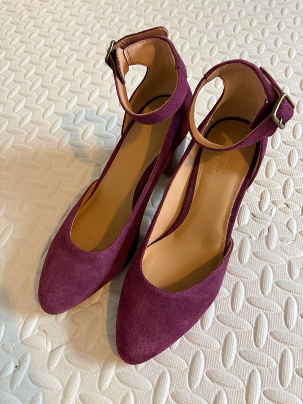 Soludos Women's Ankle-Strap Pointed-Toe Flats in Plum Size 9.5